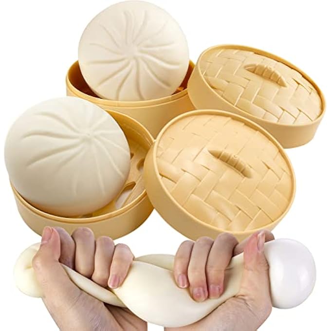 FFNIU 2Pack Dumpling Squishy Fidget Toy, Dumpling Stress Ball, Steamed Stuffed Bun, Squishies Stress Relief Decompression Toy for Halloween Project, Tricking People, Kid Playing - Image 1