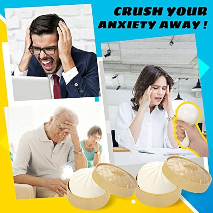 FFNIU 2Pack Dumpling Squishy Fidget Toy, Dumpling Stress Ball, Steamed Stuffed Bun, Squishies Stress Relief Decompression Toy for Halloween Project, Tricking People, Kid Playing - Image 3