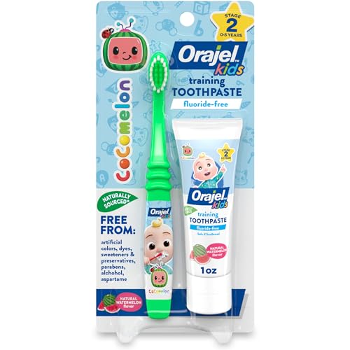 Orajel Kids CoComelon Fluoride-Free Training Toothpaste with Brush, (Set of 2 Piece) - Image 1