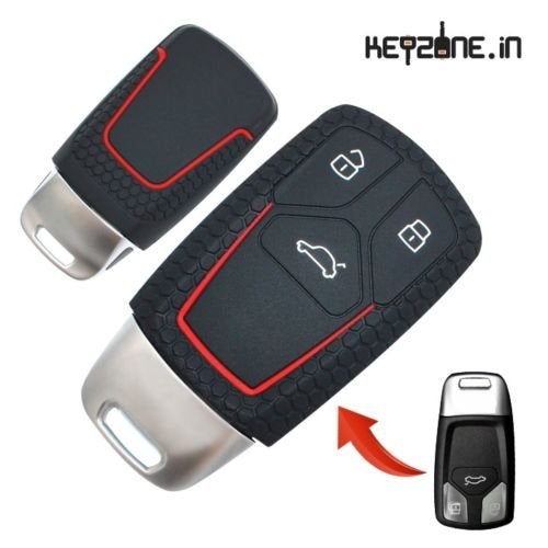 Keyzone® Keycare® Silicone Key Cover Compatible for A4, A5, Q5, Q7, TT Smart Key (Black) (1) - Image 2