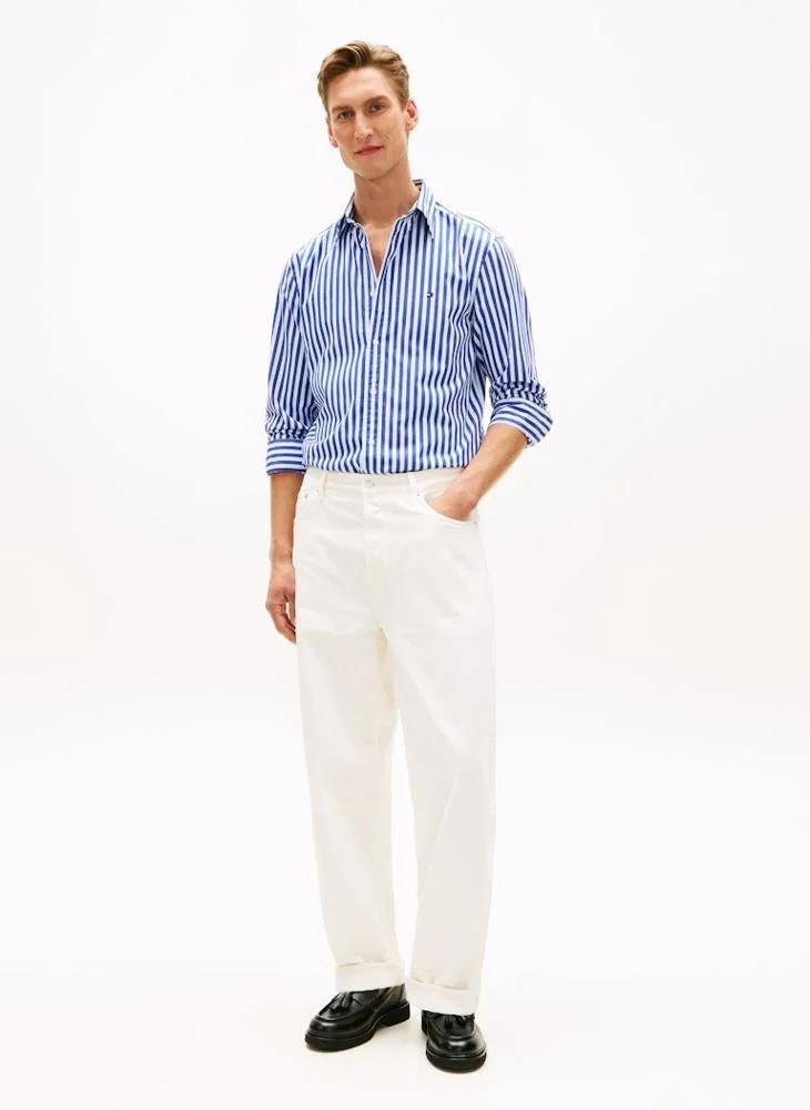 TOMMY HILFIGER  TH Flex Regular Fit Stripe Poplin Shirt for Men | Best Price UAE