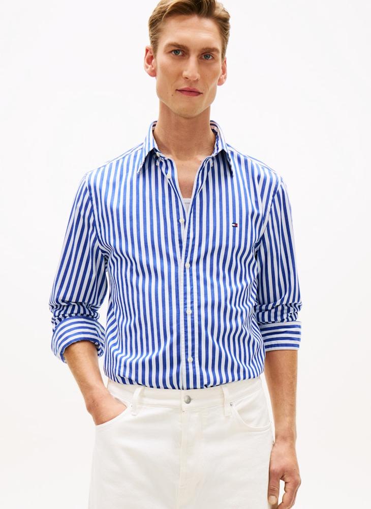 TOMMY HILFIGER TH Flex Regular Fit Stripe Poplin Shirt - Image 1