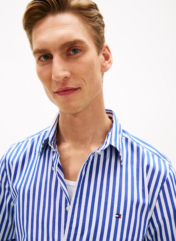 TOMMY HILFIGER TH Flex Regular Fit Stripe Poplin Shirt - Image 3