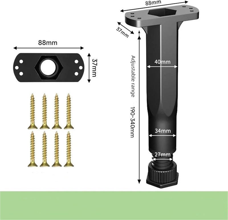 Furniture Legs 4pcs Adjustable Bed Support Foot Reinforced Plastic Furniture Leg Sofa Leg Bed Bottom Load Bearing Bracket(C) - Image 2