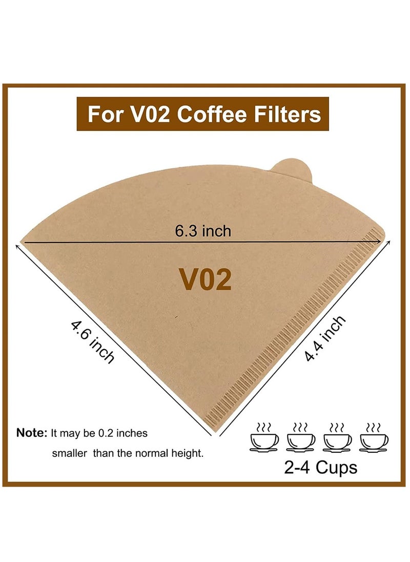 Generic - Coffee Filters V60 Cone Paper White Natural 200pcs Coffee Filters Unbleached Paper Filters Compatible with Pour Over Drippers 2-4 Cups Size 02 Coffee Filters v60 - Image 1