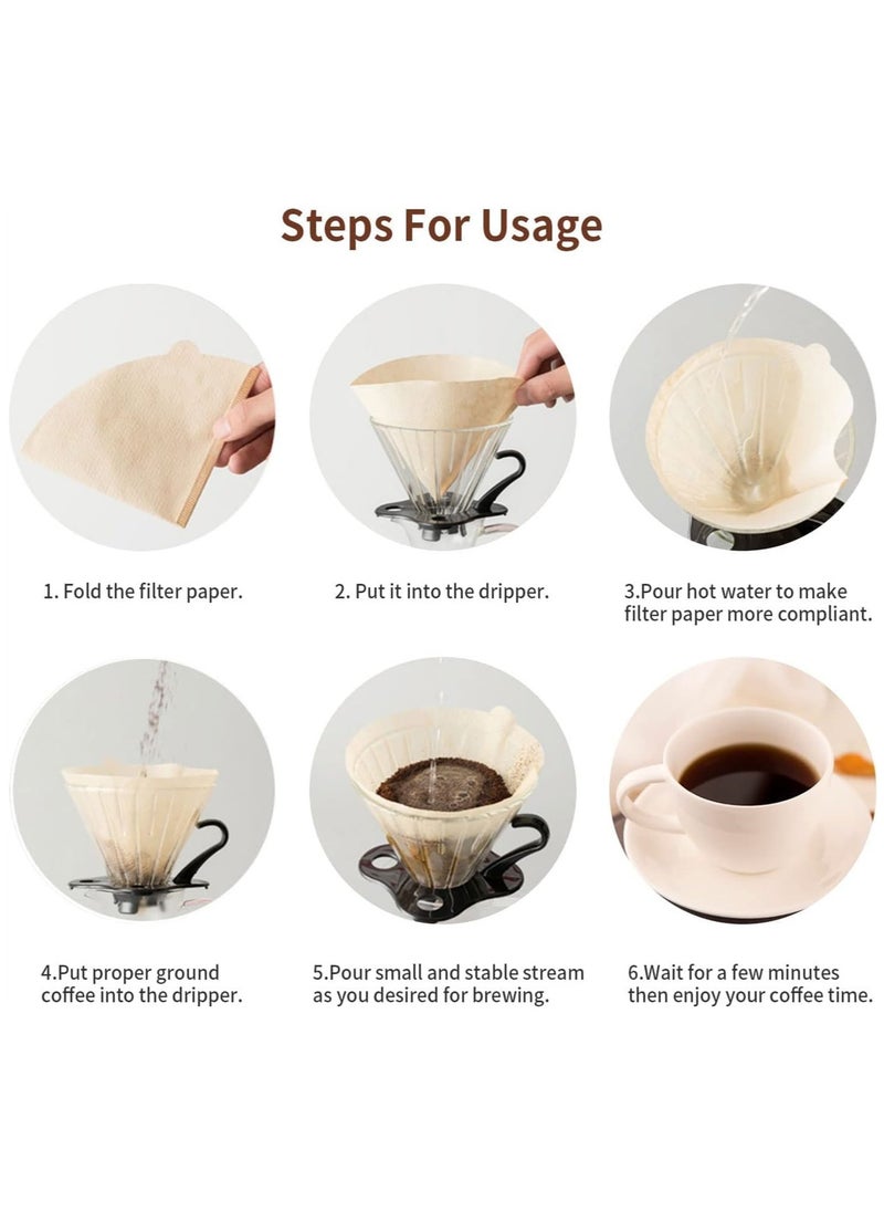 Generic - Coffee Filters V60 Cone Paper White Natural 200pcs Coffee Filters Unbleached Paper Filters Compatible with Pour Over Drippers 2-4 Cups Size 02 Coffee Filters v60 - Image 1