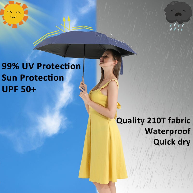 BAODINI Travel Essentials Mini Umbrella for Purse With Case Small Compact UV Sun Protection Lightweight Tiny Pocket Manual Open Close Umbrella for Women Kids and Men Fits Purse Backpack - Image 2