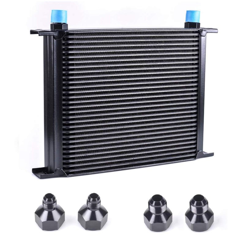 ZHSYMX 30 Row AN1010AN Stacked Plate Oil Cooler With 6AN 8AN Adapter Universal Engine Transmission British Radiator Oil Cooler Condenser Aluminium Alloy Black