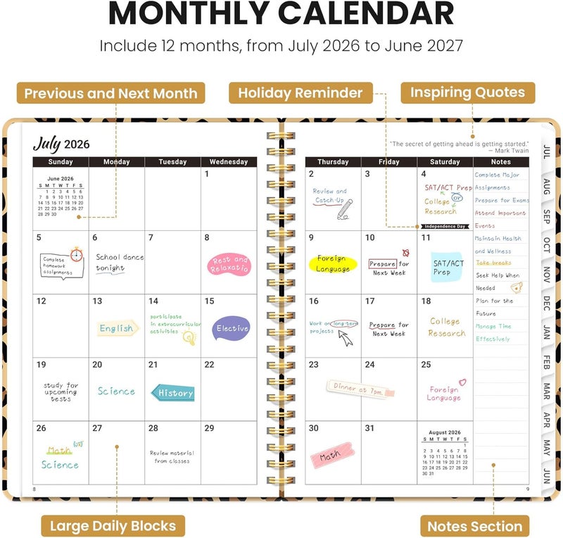 ZOTIA Planner 2026-2027, Monthly and Weekly Academic Planner July 2026 - June 2027, Hardcover Student Teacher Planning Agenda Calendar Book with Tabs, Perfect for Office School Supplies, A4 (8.5" x 11 - Image 2