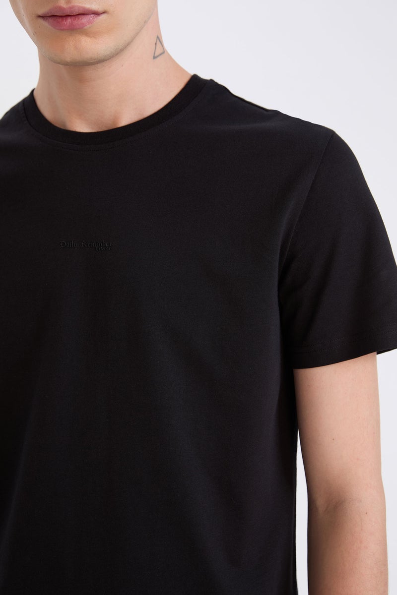 DeFacto Man Slim Fit Crew Neck Printed Short Sleeve T-Shirt - Image 4