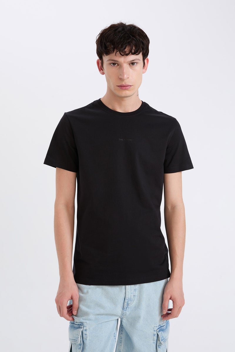 DeFacto Man Slim Fit Crew Neck Printed Short Sleeve T-Shirt - Image 1