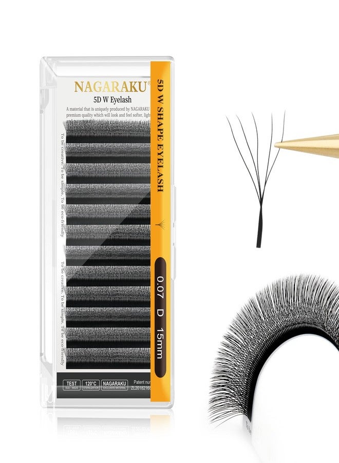 NAGARAKU W Eyelash Extension 5D Volume Premade 0.07mm D curl 15mm Faux Mink Matte Black Cluster Easy Fanning yy Eye Lashes - Image 1