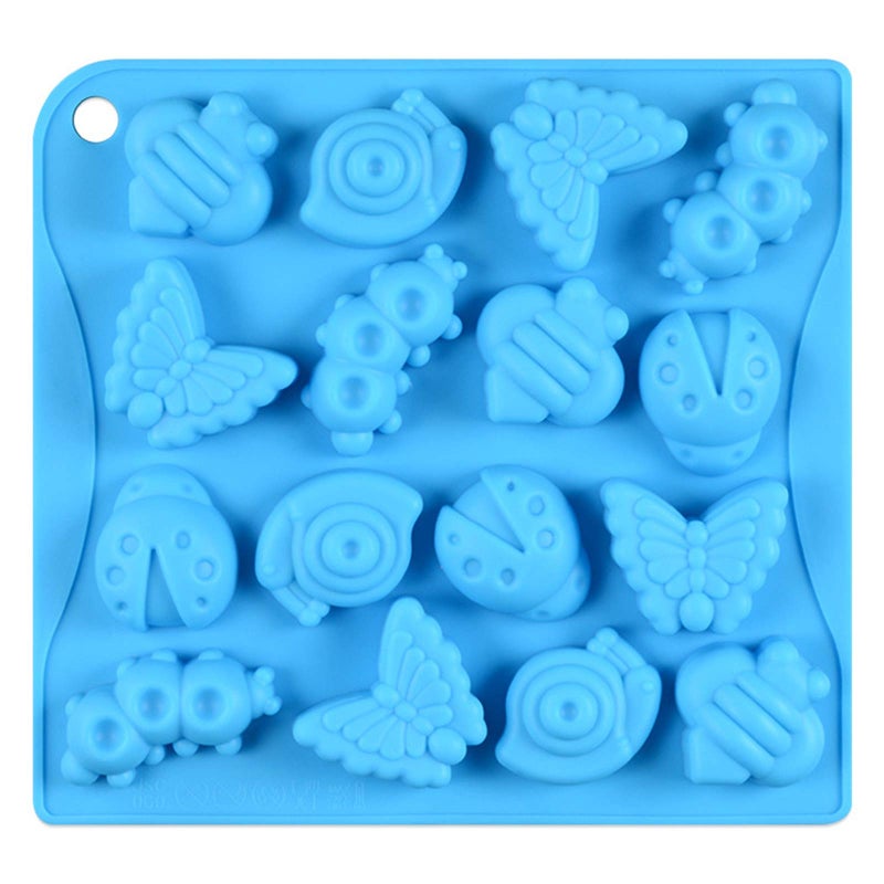 Joyeee 16 Cavity Insect Silicone Mold 1 Pcs Butterfly Snail Ladybug Bee Bug Chocolate Candy Mold Insects Cake Muffin Ice Cube Soap Crayon Wax Melt Mold Tray Reusable Silicone Mold Resin 26 CM