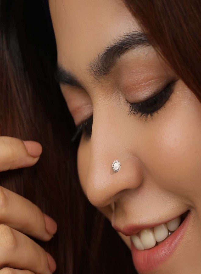 ZAVYA 925 Sterling Silver Set of 3 Nath Cubic Zirconia CZ and Pearl Rhodium Plated Rhodium Plated Nose Pins Combo | Gift for Women and Girls | With Certificate of Authenticity and 925 Hallmark - Image 4