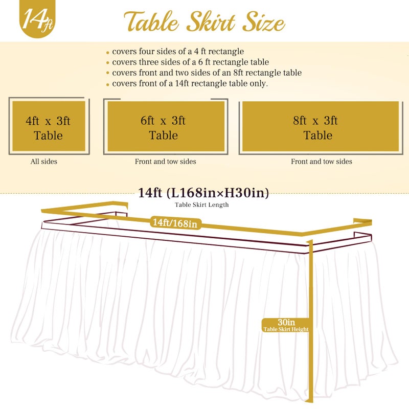 Suppromo 14ft Yellow Tulle Tutu Table Skirt for Birthday Party Girls Boys Baby Shower Wedding Cake Dessert Table Decorations - Image 5