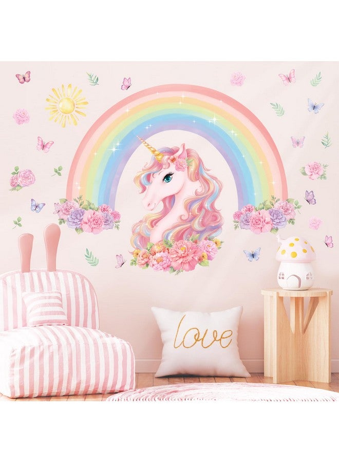 DECOWALL SG2-2413 Large Rainbow and Unicorn Wall Stickers Kids Colorful Decals Removable for Girls Nursery Bedroom Living Room Art Home Decor Decoration Peel Stick Birthday Crown Star Heart - Image 2