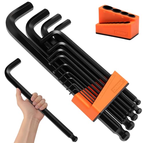 DISEN Jumbo Hex Key Allen Wrench Set CR-V 13-Piece Metric 2-19mm Long Ball End Big Durable Automotive Mechanic Furniture Professional Grade Tools for Man - Image 1