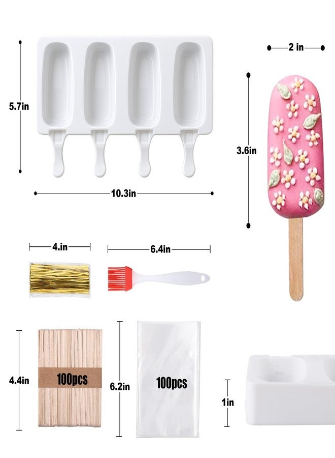 Juome Cake Pop Mold Kit, 2 Pack 8 Cavities Cakesicle Molds Silicone with 100 Wooden Sticks & 100 Packaging Bags with Ties, Cake Pop Maker Supplies Accessories, Baking Tools for Home Baking Desserts - Image 5