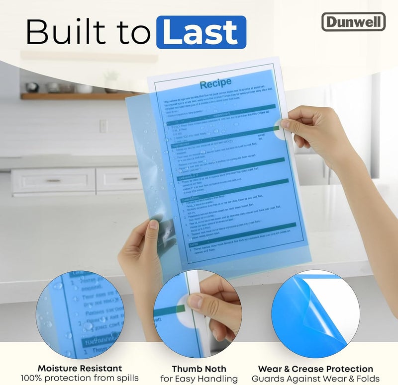 Dunwell Clear Plastic Folders for Documents (12 Pack, Assorted Colors) - Letter Size Plastic File Folder Sleeves 8.5x11 - Durable & Tear-Resistant Poly Document Folder Jackets for School Office & Home - Image 3