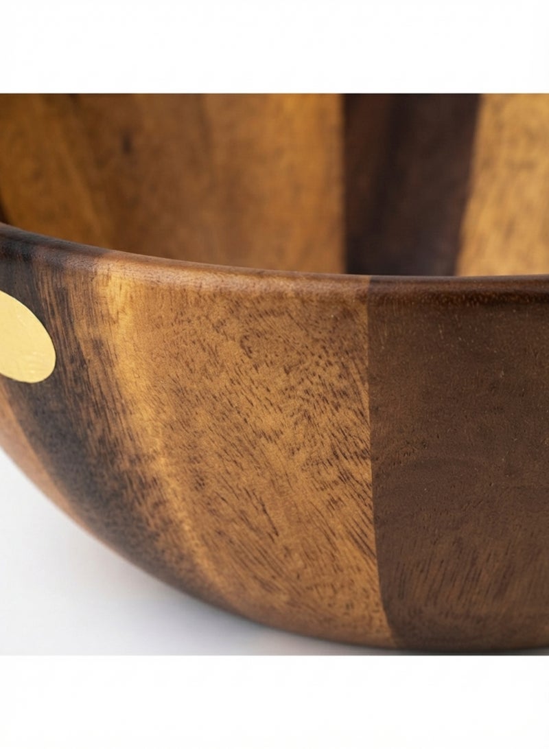 Billi Acacia Wood Round Serving Bowl for Fruits or Salads, Single Bowl, Dia 26 X 10H cm, Brown - Image 4