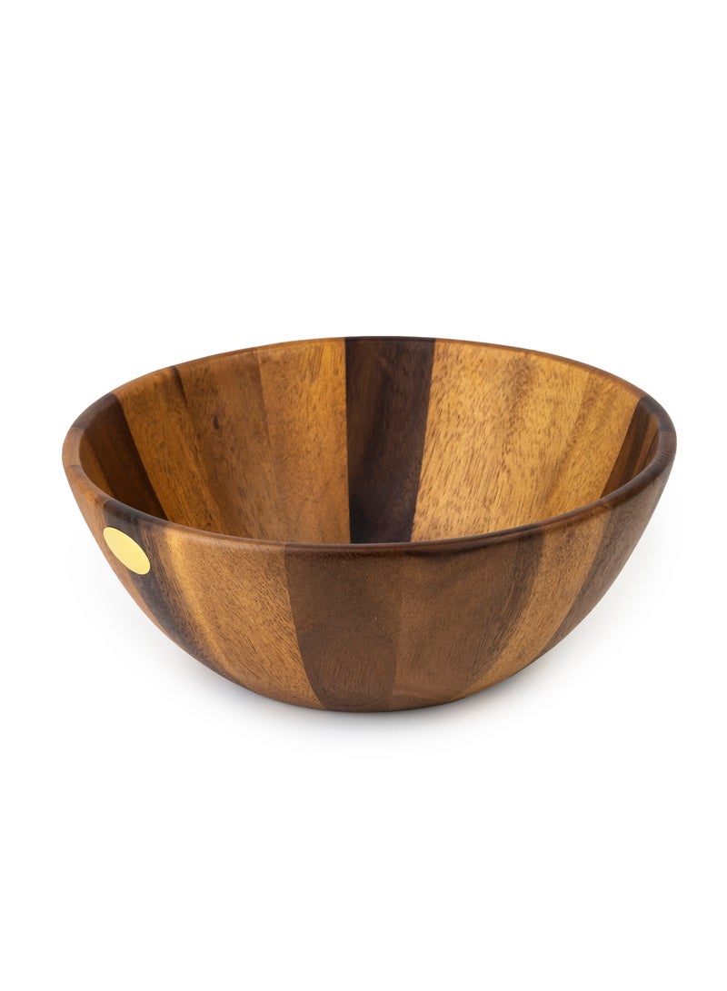 Billi Acacia Wood Round Serving Bowl for Fruits or Salads, Single Bowl, Dia 26 X 10H cm, Brown - Image 1