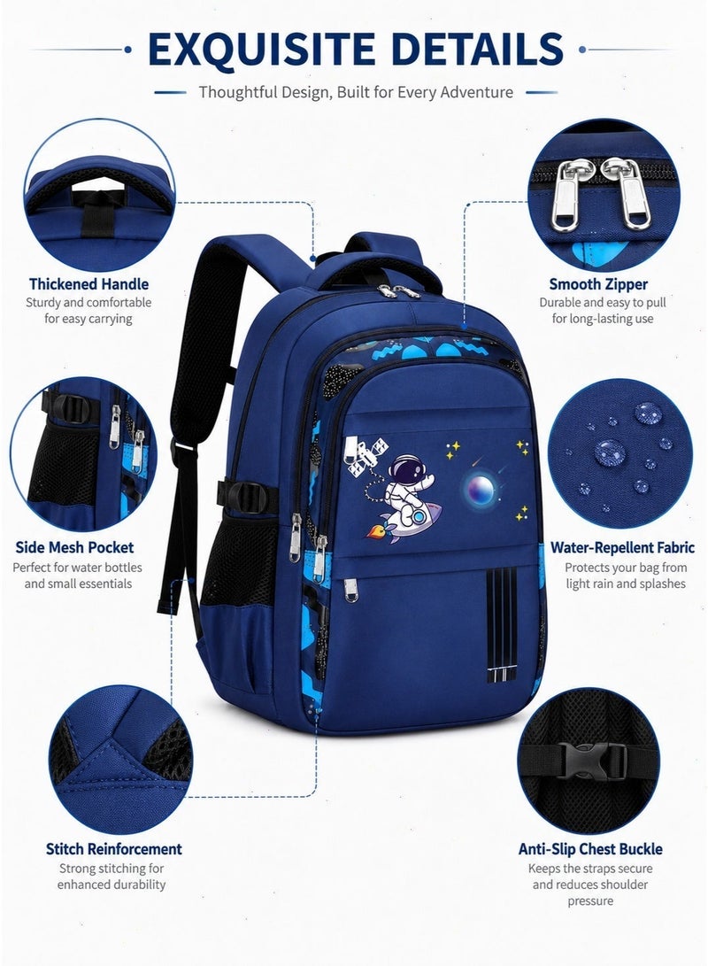 School Bag for Boys, Space Print Kids Backpack, Lightweight Large Capacity for Student Daily Use - Image 5