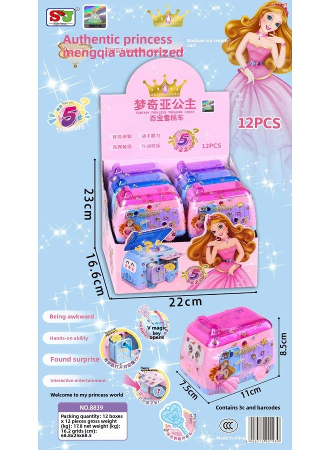 Princess Mengchia Magic Book Play Toy Surprise Key Unlock Treasure Box Girl Blind Box Children's Toys-Color:8839 Mengqia Ice Cream Cart (take 12 Pieces For One Display Box) - Image 1