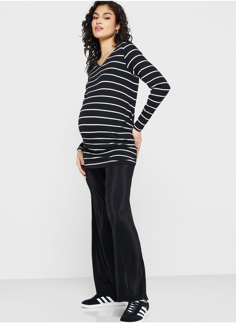 Only Maternity - V-Neck Striped Top - Image 1