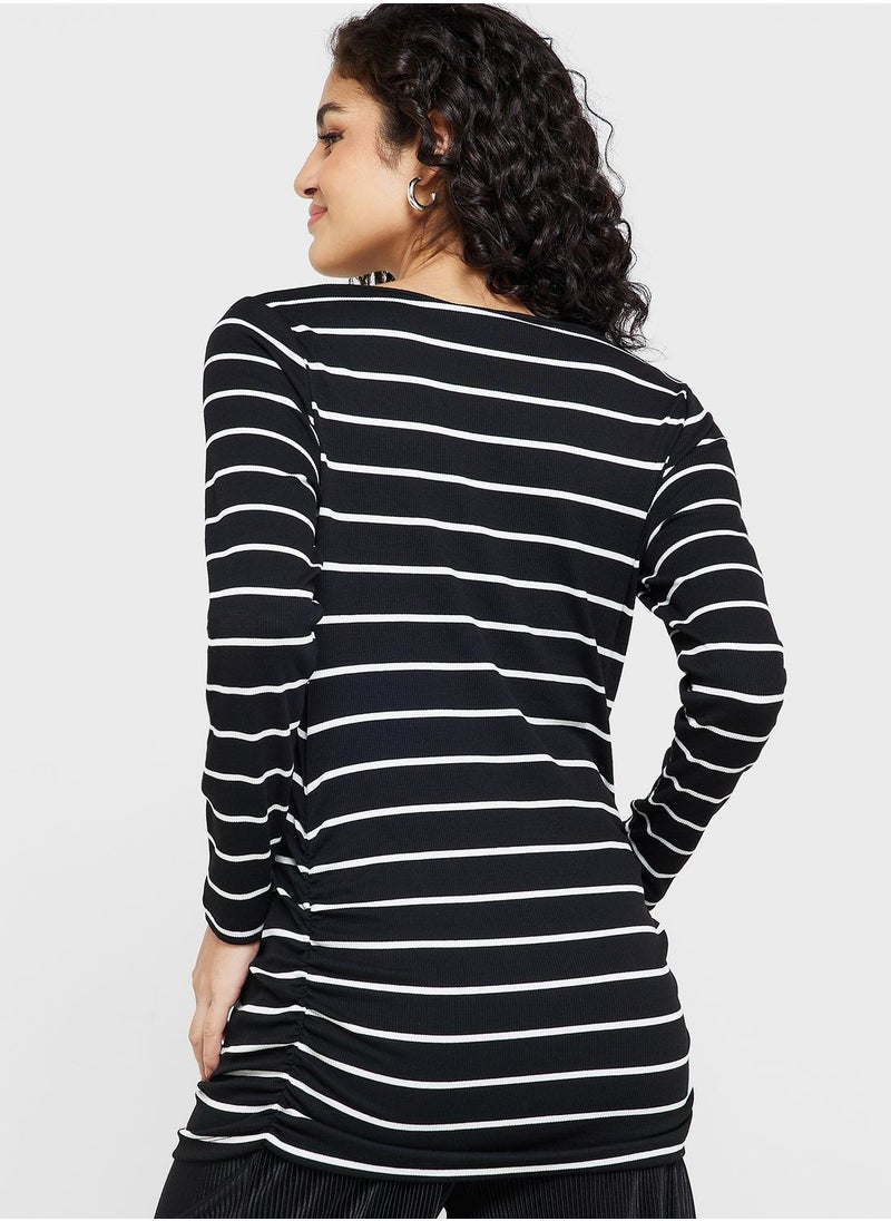 Only Maternity - V-Neck Striped Top - Image 1