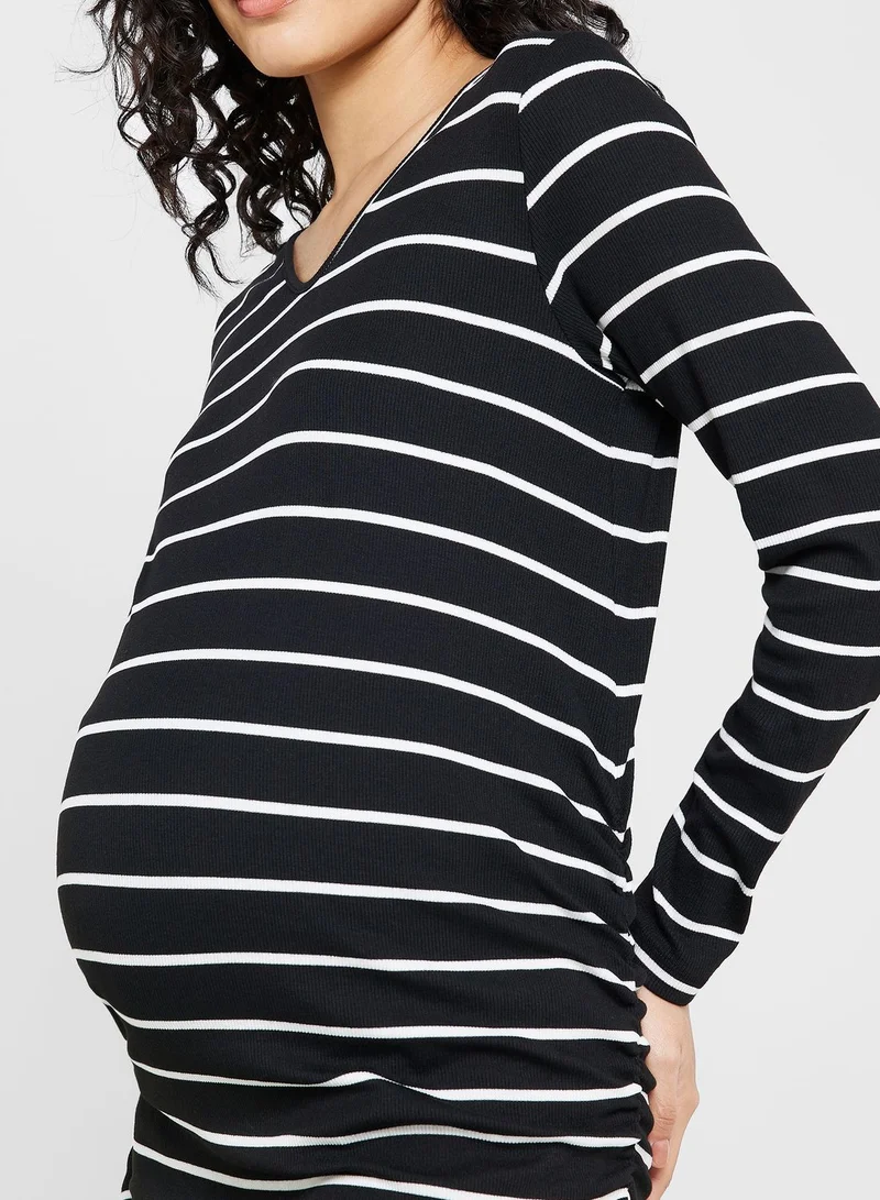 Only Maternity V-Neck Striped Top
