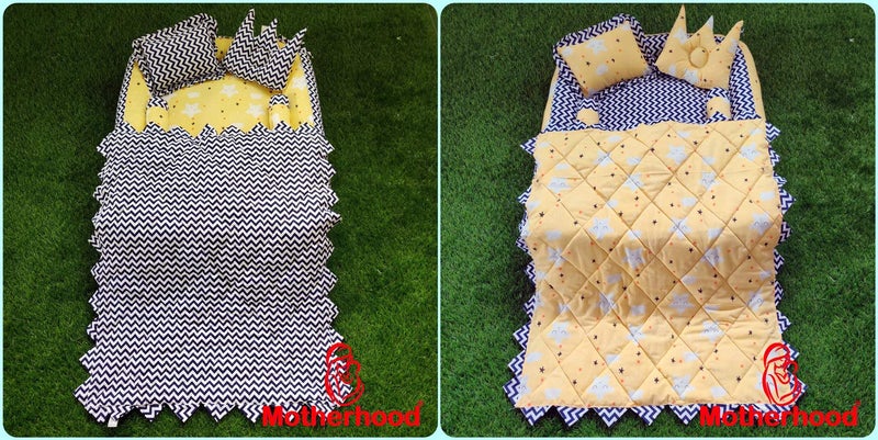 MOTHERHOOD MOTHERHOOD Box Baby Tub Bed with 4 pc Baby Pillow and 1 Large Baby Blanket Luxury UltraSoft Comfortable Baby Mattress Bed Sleeper Bedding Set coSleeper for Newborn to ToddlersZ Yellow - Image 2