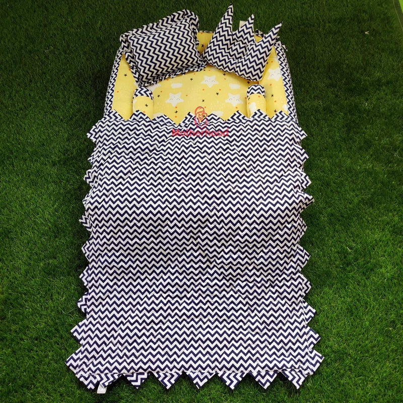 MOTHERHOOD MOTHERHOOD Box Baby Tub Bed with 4 pc Baby Pillow and 1 Large Baby Blanket Luxury UltraSoft Comfortable Baby Mattress Bed Sleeper Bedding Set coSleeper for Newborn to ToddlersZ Yellow - Image 1