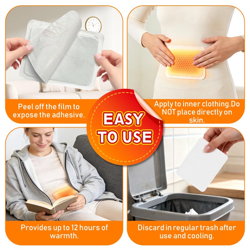 MQUPIN Adhesive Heat Patch,Air Activated Heating Pad for Period Menstrual Cramp,12H Long-Lasting,Ultra-Thin & Discreet for Inside Clothing,Portable & Disposable Heat Pack,Body Warmers for Cold Weather - Image 2