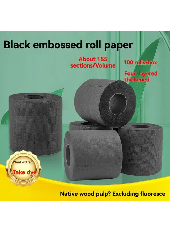 1 لفة ورق تواليت أسود متعدد الألوان بطباعة فنية لغابة مصنوع من لب الخشب النقي ناعم ومتين - Image 3