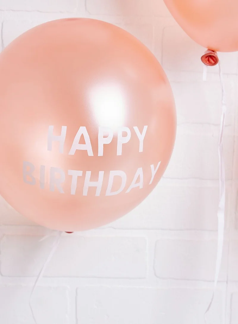 Talking Tables Latex Balloons, Printed With Happy Birthday, 12", 5Pk