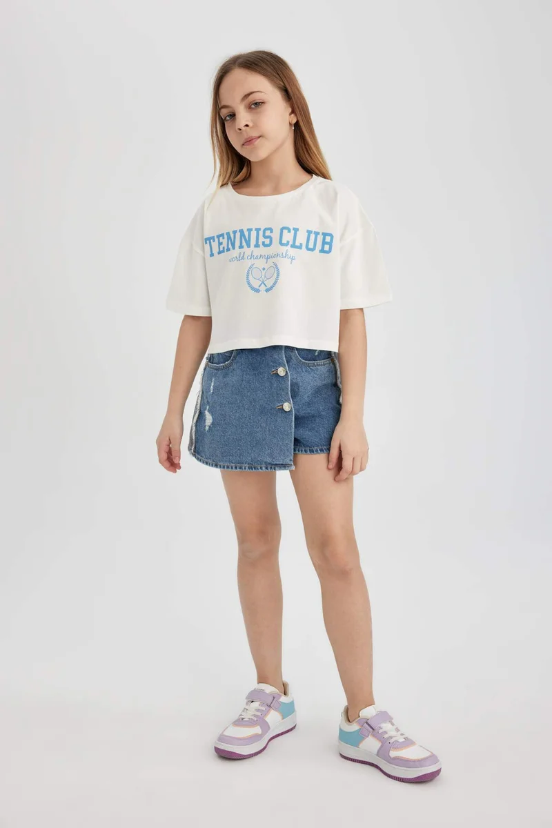 ديفاكتو Girl 2 Piece Short Sleeve Crop T-Shirt