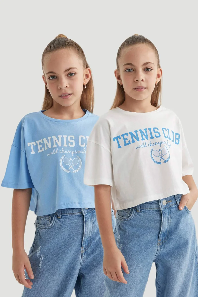 ديفاكتو Girl 2 Piece Short Sleeve Crop T-Shirt