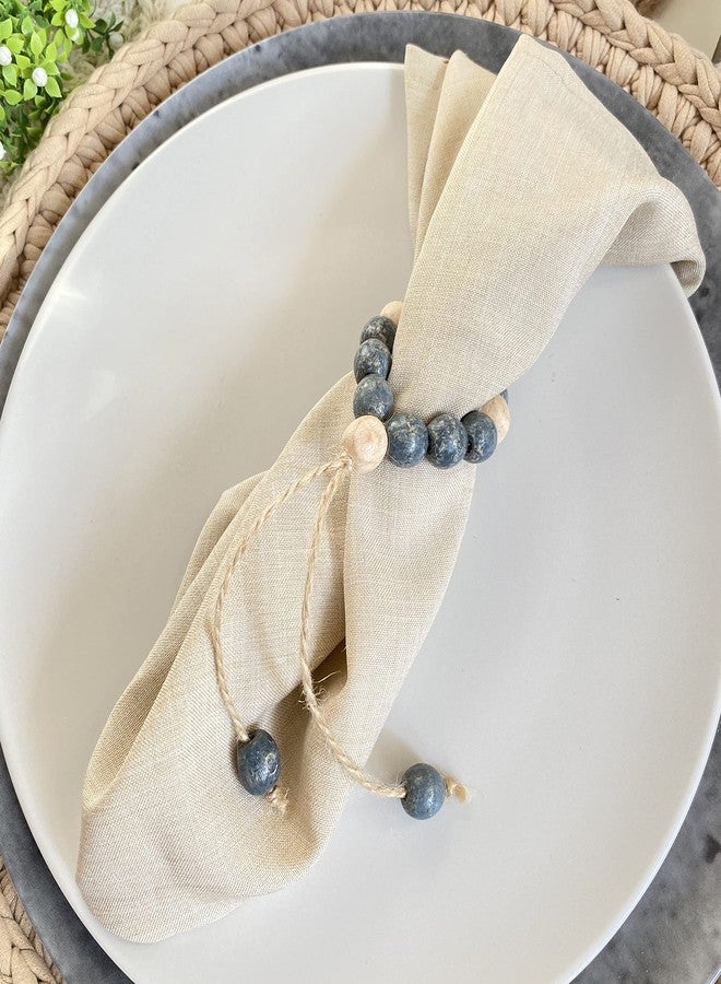 LEBEJUA Napkin Rings Set of 6 - Wood Bead Napkin Rings - Rustic Wooden Napkin Holder Ring for Table - Handmade Napkin Ring with Wooden Beads - Napkin Ring with Wood Beads - Image 4