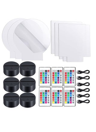 3D Night LED Light Lamp Bases Including 6 Light Display Stands 6 Clear Acrylic Sheets 6 Remote Controls 6 Charging Cables Adjustable 16 Colors 4 Modes Acrylic Lamp Base 6 Sets Round Square Style - pzsku/ZE205A5C8475B0A0EAD52Z/45/_/1683547518/017e50c2-9560-4160-8d0c-e843892c1580