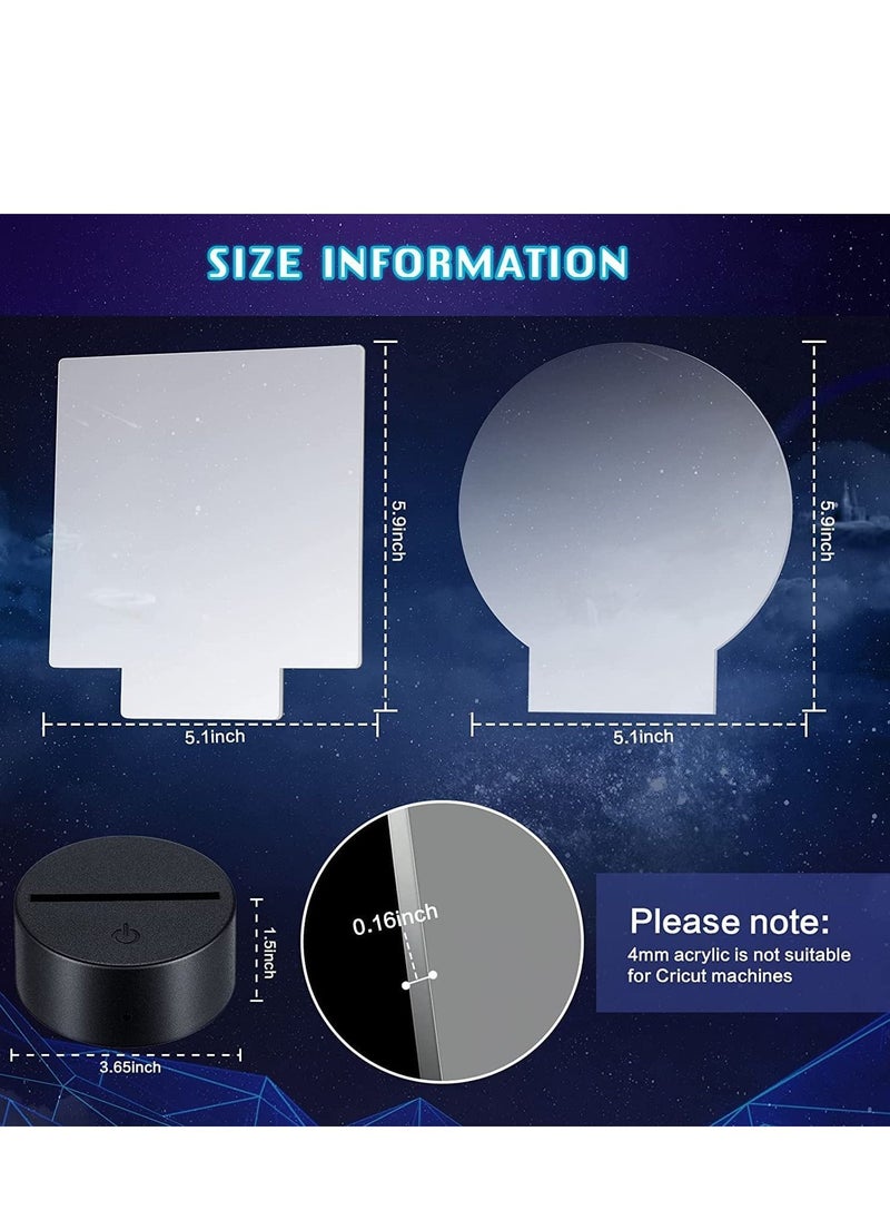 SYOSI - 3D Night LED Light Lamp Bases Including 6 Light Display Stands 6 Clear Acrylic Sheets 6 Remote Controls 6 Charging Cables Adjustable 16 Colors 4 Modes Acrylic Lamp Base 6 Sets Round Square Style - Image 1