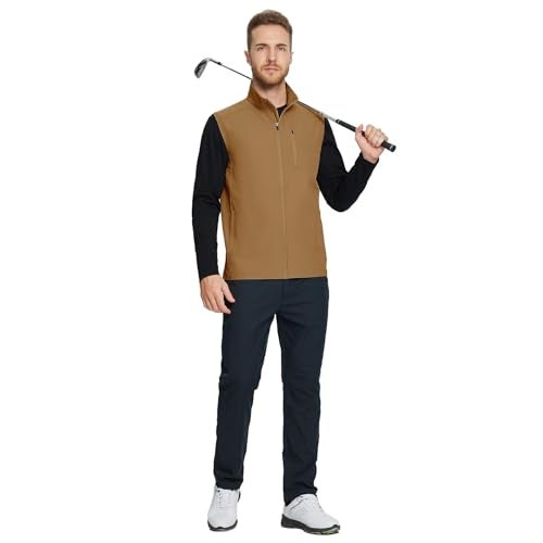 M MAELREG Golf Vest for Men Windproof Travel Zip Up Sleeveless Jacket Lightweight Softshell Mens Vests Outerwear - Image 3