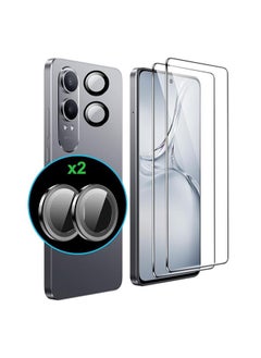 2 pcs for Oneplus Nord CE4 Lite Tempered Glass Screen Protector, 2 Camera Glass Films, 9H Hardness, Scratch Resistant No Bubble Screen Protector