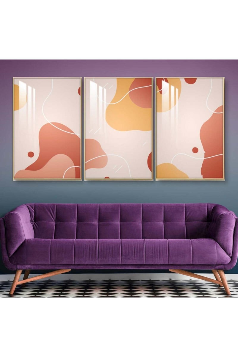 Marktna Three wooden wall painting with a frame and a clear acrylic layer - Image 1