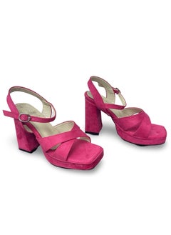 Vbranda Heel Sandal Bold Suede Block-Heel Sandal C-61-FUCHIA  - Image 3