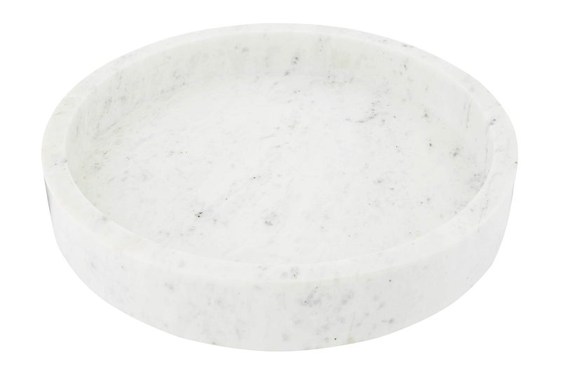 Creative CoOp Minimalist Round Carved Marble Tray or Charcuterie Board White 12