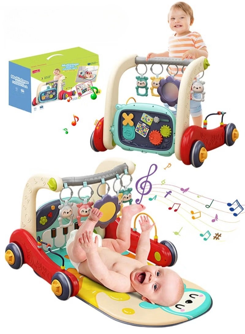 VIVAKIDS 3-in-1 Baby Walker & Play Gym – Musical Piano Playmat, Tummy Time Activity Center & Learning Stroller for Infants and Toddlers - Image 2