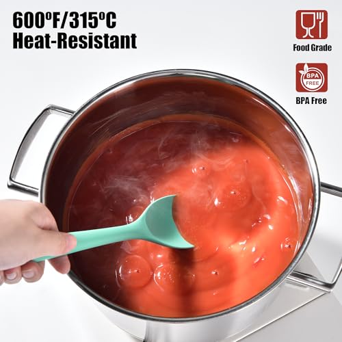 Doosu Silicone Spoon Spatula 600F HeatResistant Food Grade Rubber Spoonula with Seamless Design NonStick Flexible Scraper Kitchen Cooking Spoon Baking Tool for Mixing Scraping Aqua Sky - Image 3