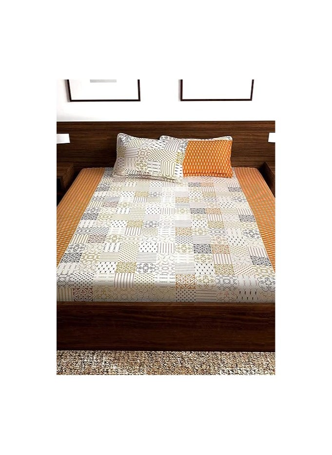 Story at Home - Story at home 100% cotton flat double bedsheet Set, Multi-Colour, 225 x 250Cm - Image 1