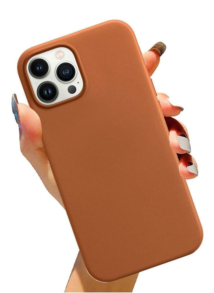 CATANES - iPhone 13 Pro Premium Leather Case with MagSafe Wireless Charging Compatible Ultra Slim Shockproof Cover Brown - Image 1