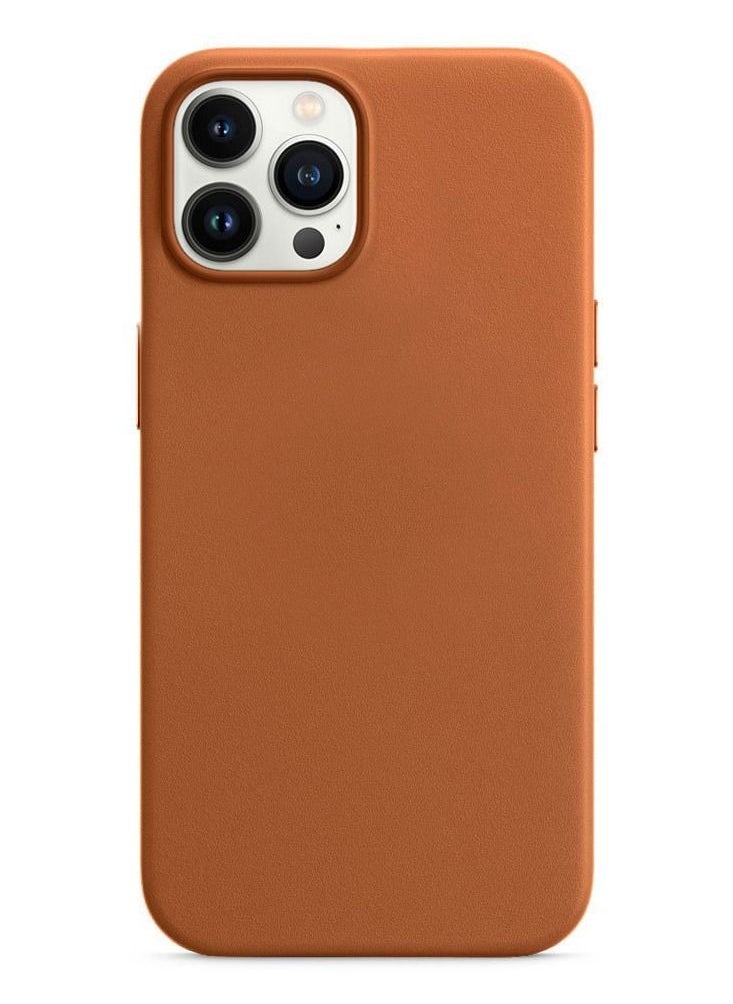 CATANES - iPhone 13 Pro Premium Leather Case with MagSafe Wireless Charging Compatible Ultra Slim Shockproof Cover Brown - Image 1